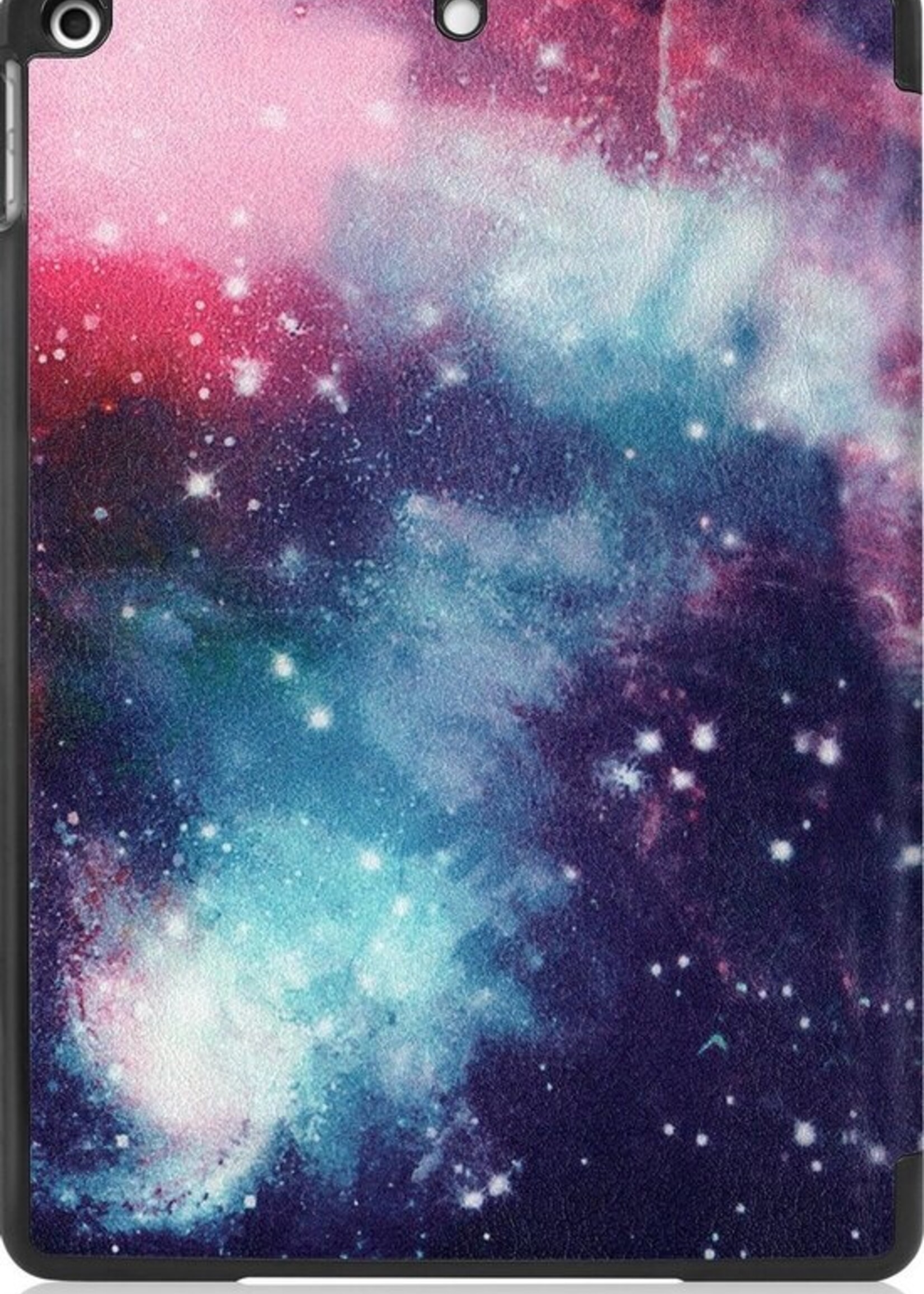 BTH Hoes Geschikt voor iPad 10.2 2020 Hoes Book Case Hoesje Trifold Cover - Hoesje Geschikt voor iPad 8 Hoesje Bookcase - Galaxy