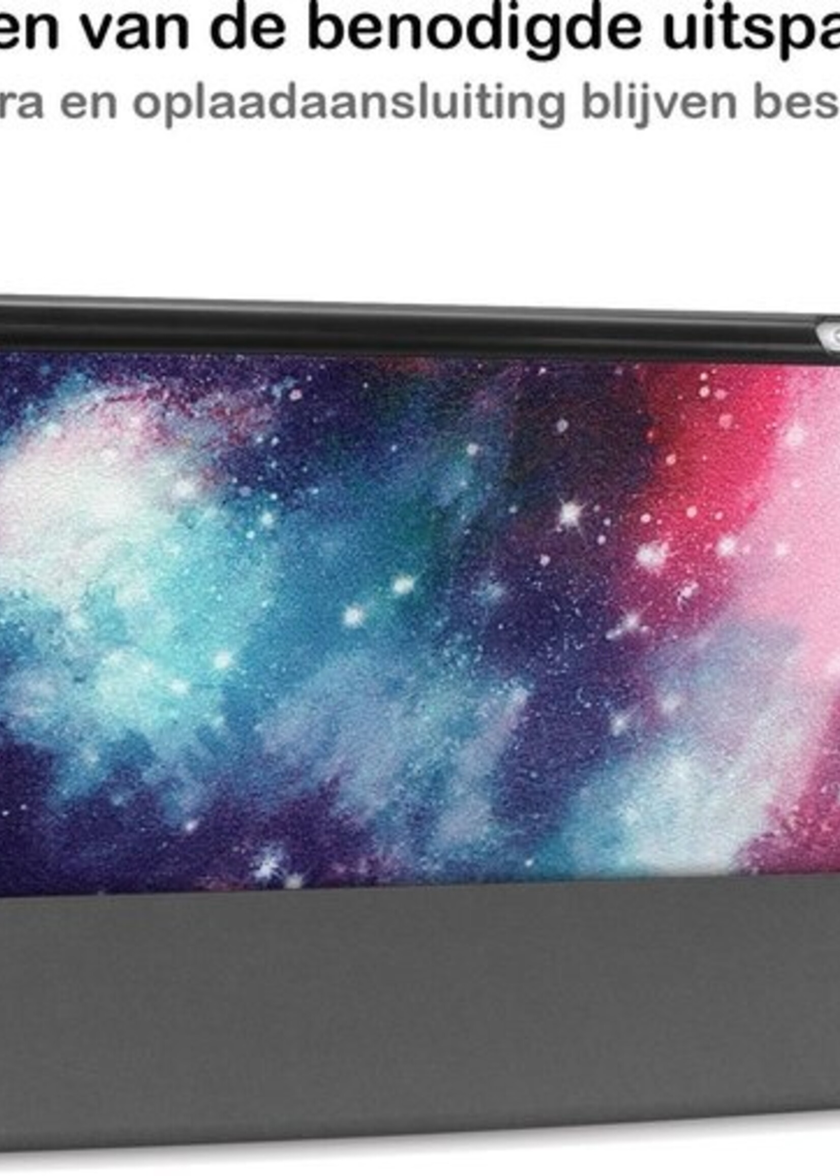 BTH Hoes Geschikt voor iPad 10.2 2020 Hoes Book Case Hoesje Trifold Cover - Hoesje Geschikt voor iPad 8 Hoesje Bookcase - Galaxy