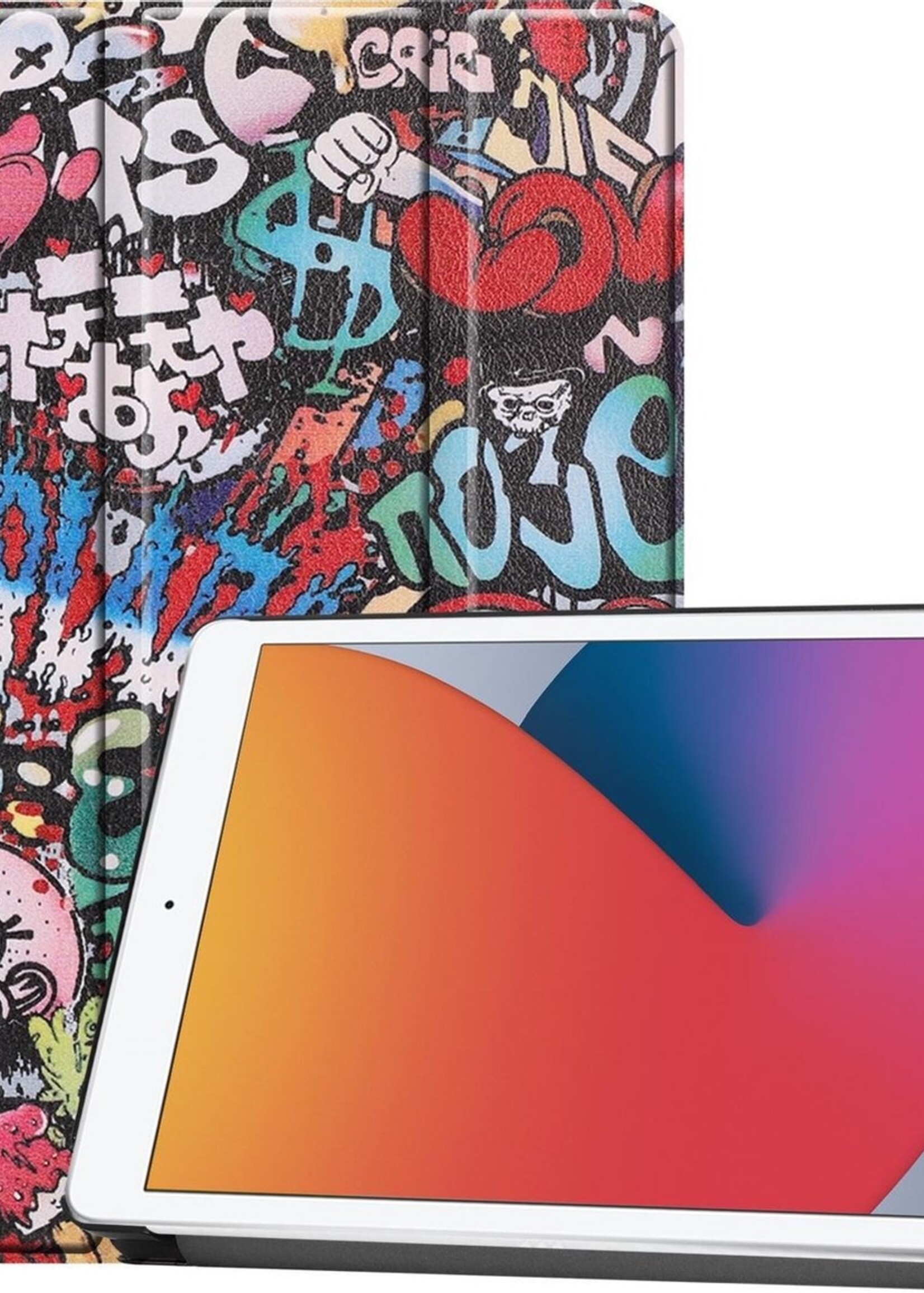 BTH Hoes Geschikt voor iPad 10.2 2020 Hoes Book Case Hoesje Trifold Cover - Hoesje Geschikt voor iPad 8 Hoesje Bookcase - Graffity