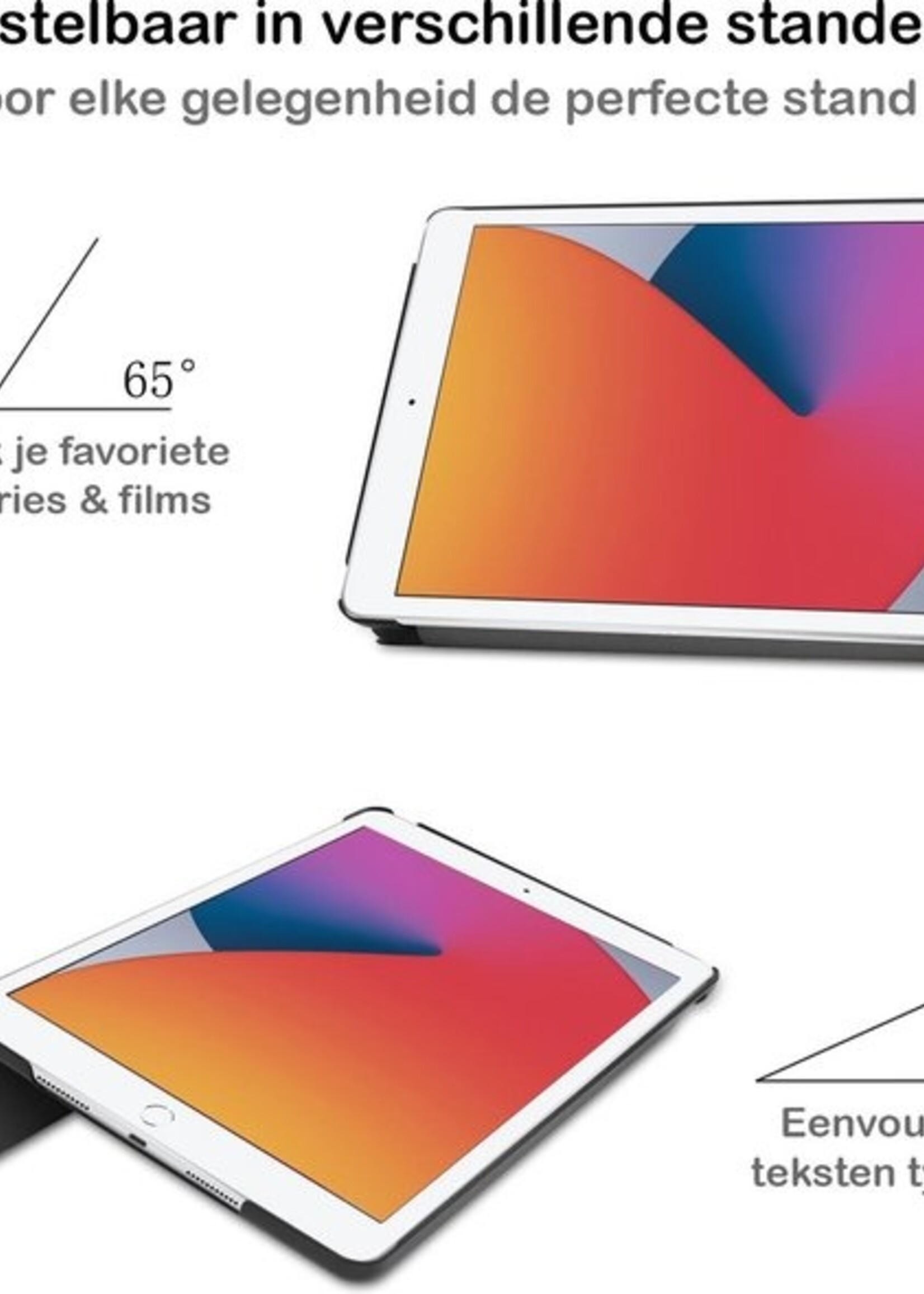 BTH Hoes Geschikt voor iPad 10.2 2020 Hoes Book Case Hoesje Trifold Cover - Hoesje Geschikt voor iPad 8 Hoesje Bookcase - Rosé goud