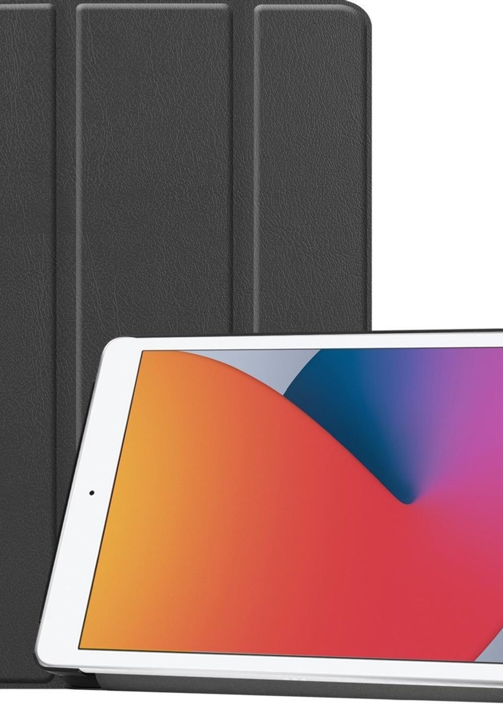 BTH Hoes Geschikt voor iPad 10.2 2020 Hoes Book Case Hoesje Trifold Cover - Hoesje Geschikt voor iPad 8 Hoesje Bookcase - Zwart