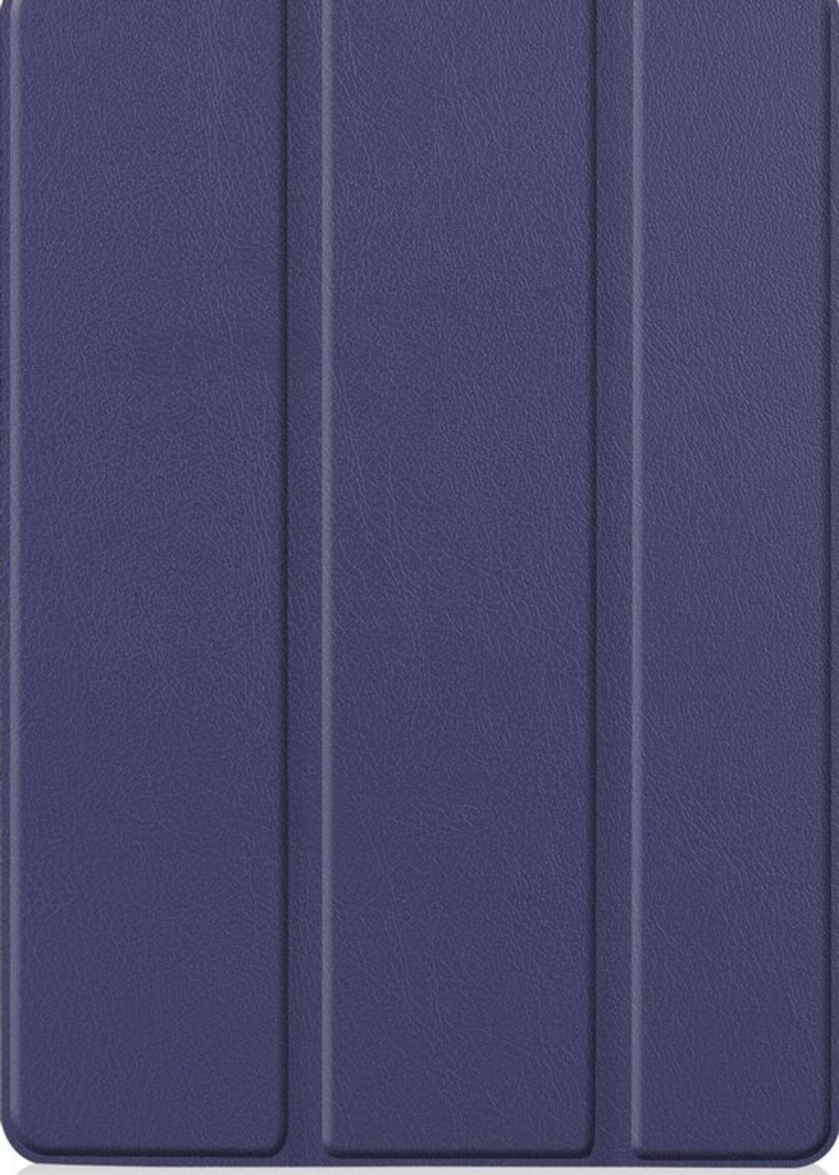 BTH Hoes Geschikt voor iPad 10.2 2020 Hoes Book Case Hoesje Trifold Cover Met Screenprotector - Hoesje Geschikt voor iPad 8 Hoesje Bookcase - Donkerblauw