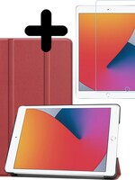BTH BTH iPad 10.2 (2020) Hoesje met screenprotector - Donker Rood