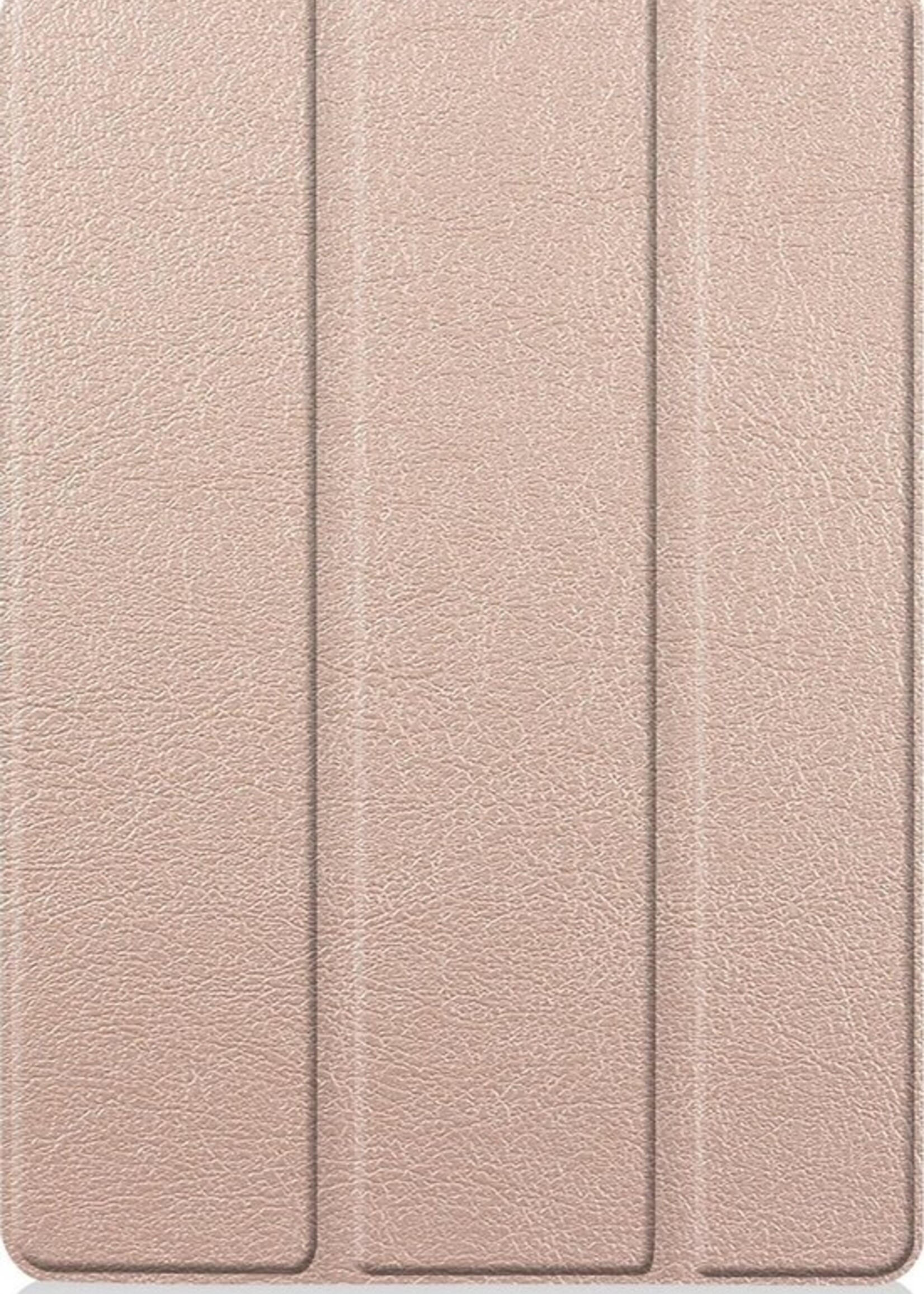 BTH Hoes Geschikt voor iPad 10.2 2020 Hoes Book Case Hoesje Trifold Cover Met Screenprotector - Hoesje Geschikt voor iPad 8 Hoesje Bookcase - Goud