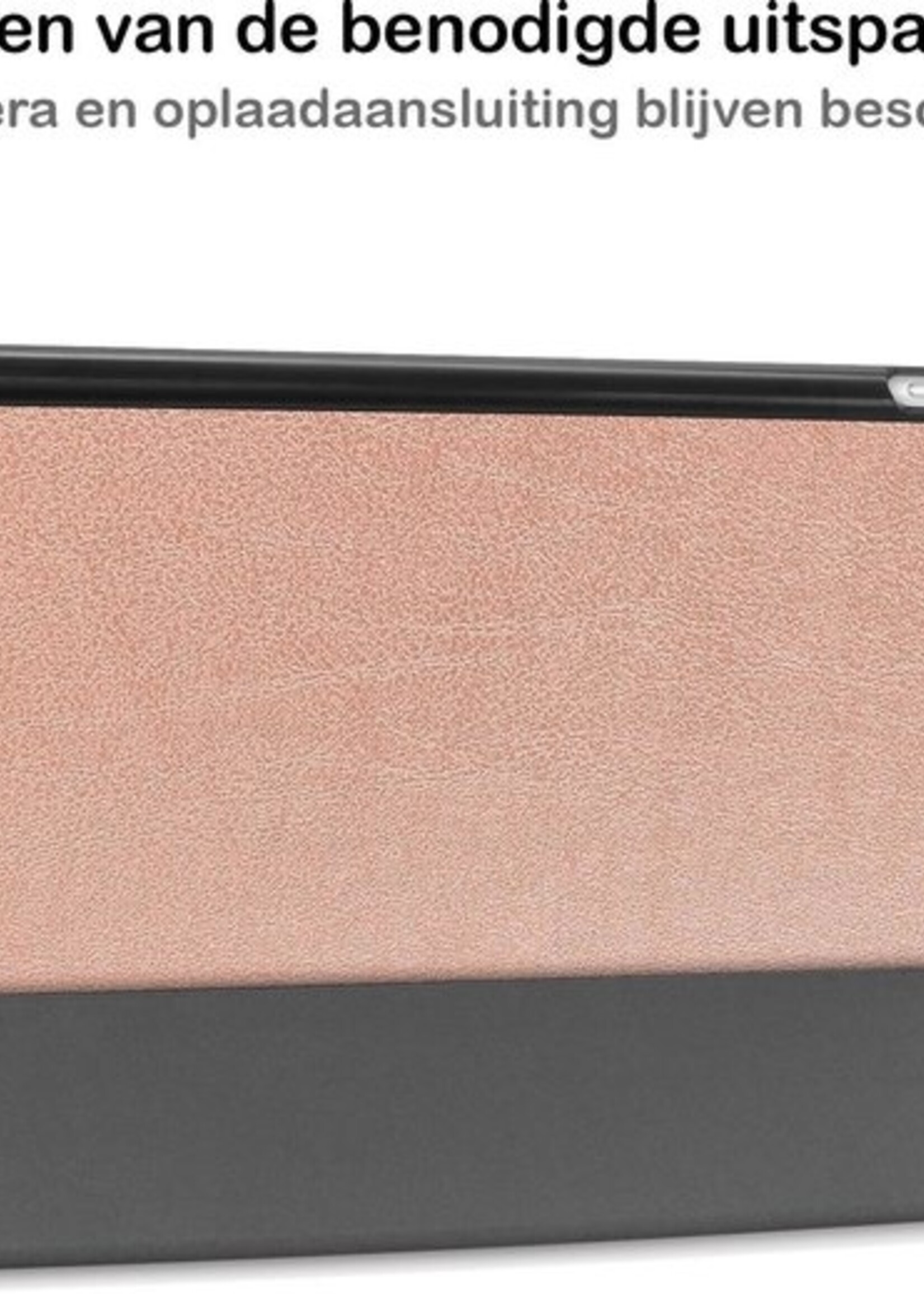 BTH Hoes Geschikt voor iPad 10.2 2020 Hoes Book Case Hoesje Trifold Cover Met Screenprotector - Hoesje Geschikt voor iPad 8 Hoesje Bookcase - Rosé goud