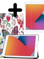 BTH BTH iPad 10.2 (2020) Hoesje met screenprotector - Vlinders
