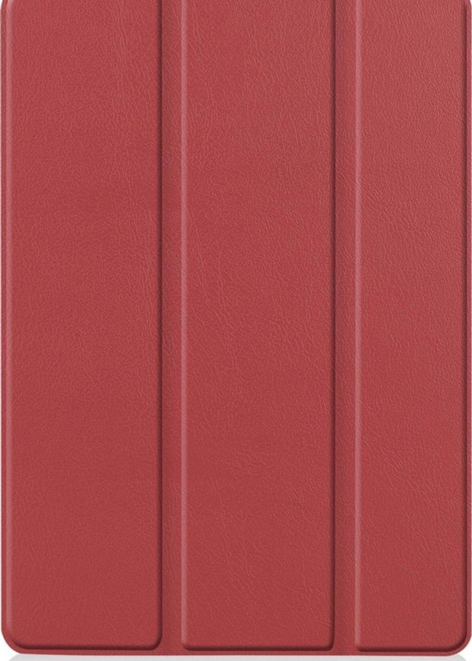 BTH Hoes Geschikt voor iPad 10.2 2020 Hoes Book Case Hoesje Trifold Cover Met Screenprotector - Hoesje Geschikt voor iPad 8 Hoesje Bookcase - Donkerrood