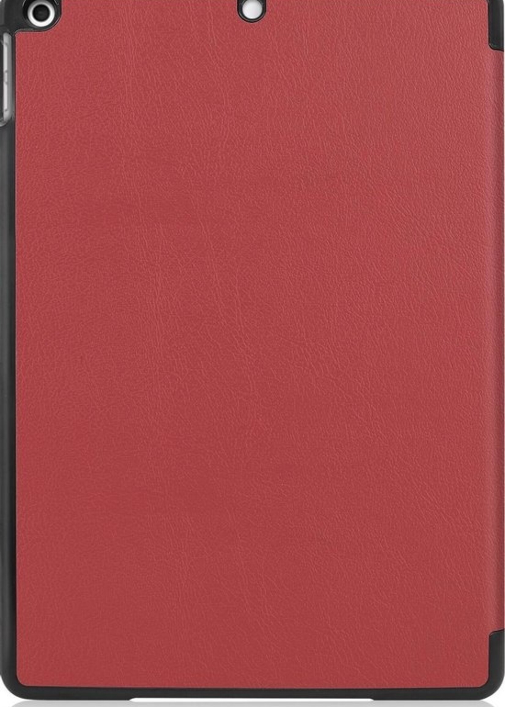 BTH Hoes Geschikt voor iPad 10.2 2020 Hoes Book Case Hoesje Trifold Cover Met Screenprotector - Hoesje Geschikt voor iPad 8 Hoesje Bookcase - Donkerrood