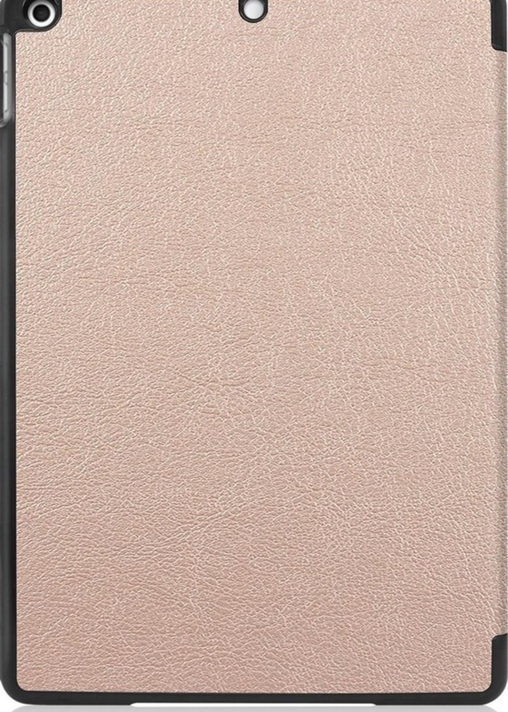 BTH Hoes Geschikt voor iPad 10.2 2020 Hoes Book Case Hoesje Trifold Cover Met Screenprotector - Hoesje Geschikt voor iPad 8 Hoesje Bookcase - Goud
