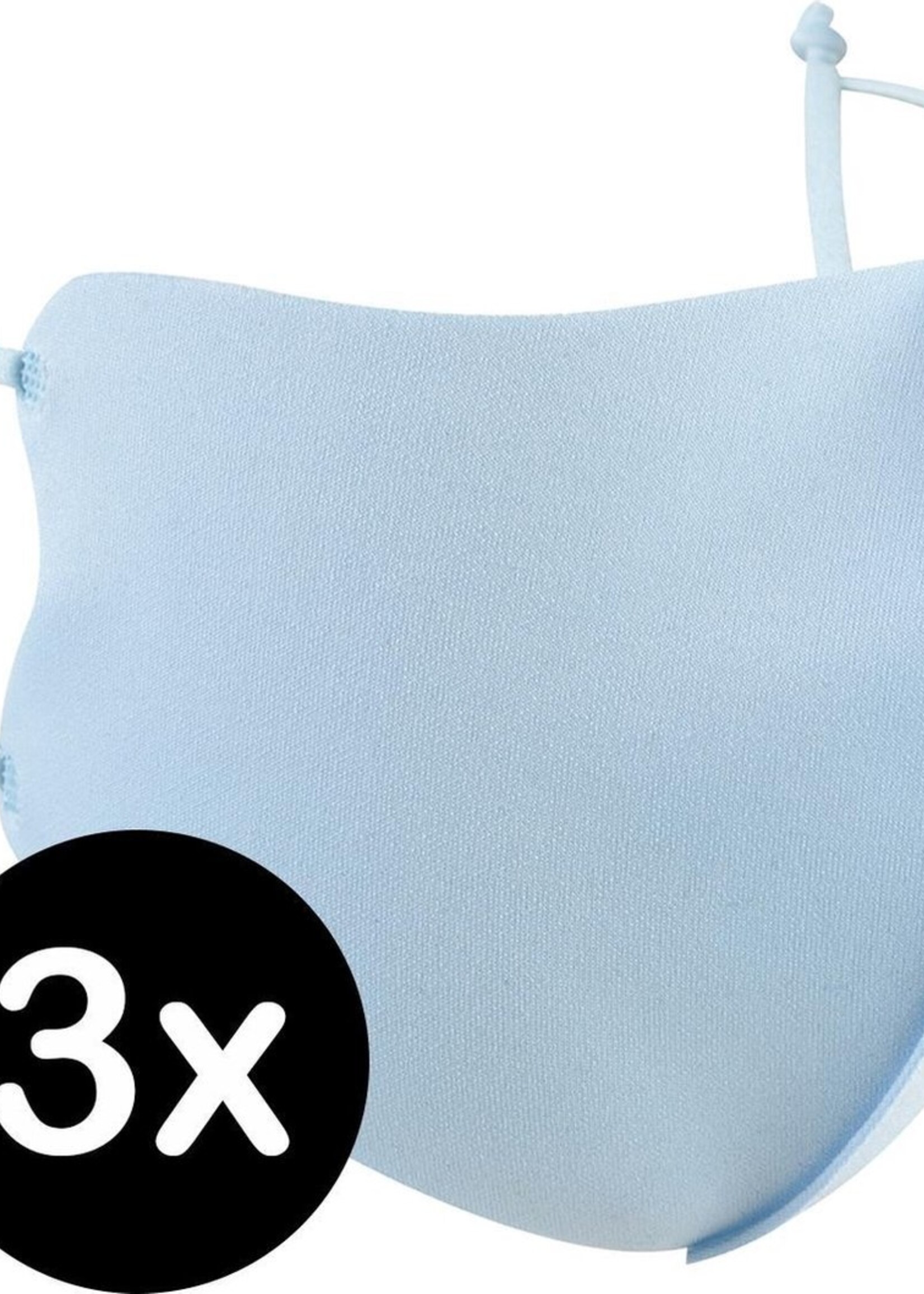 BTH Mondkapje Wasbaar Verstelbaar Blauw Mondmasker Wasbaar Mondkapje Verstelbare Wasbare Mondkapjes Niet Medisch Elastisch Universeel - 3 PACK