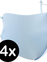 BTH BTH Verstelbaar Wasbaar mondmasker - Lichtblauw - 4 PACK