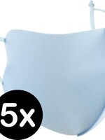 BTH BTH Verstelbaar Wasbaar mondmasker - Lichtblauw - 5 PACK