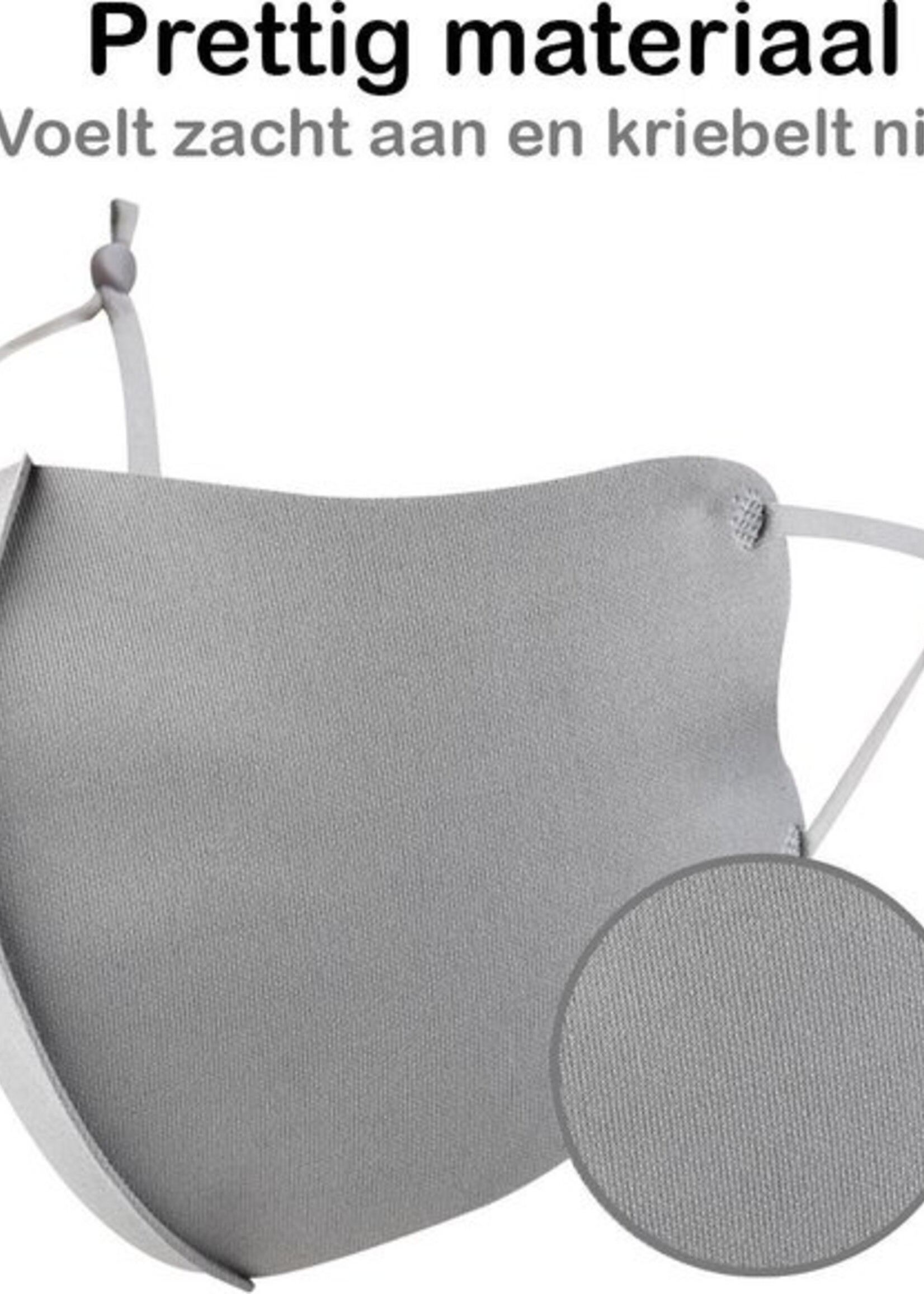 BTH Mondkapje Wasbaar Verstelbaar Grijs Mondmasker Wasbaar Mondkapje Verstelbare Wasbare Mondkapjes Niet Medisch Elastisch Universeel - 2 PACK