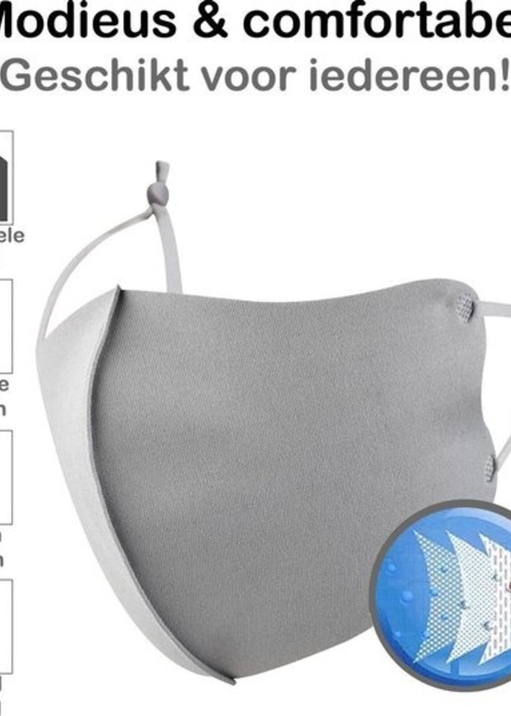 BTH Mondkapje Wasbaar Verstelbaar Grijs Mondmasker Wasbaar Mondkapje Verstelbare Wasbare Mondkapjes Niet Medisch Elastisch Universeel - 2 PACK