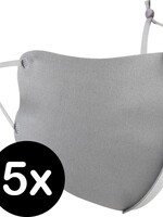 BTH BTH Verstelbaar Wasbaar mondmasker - Grijs - 5 PACK