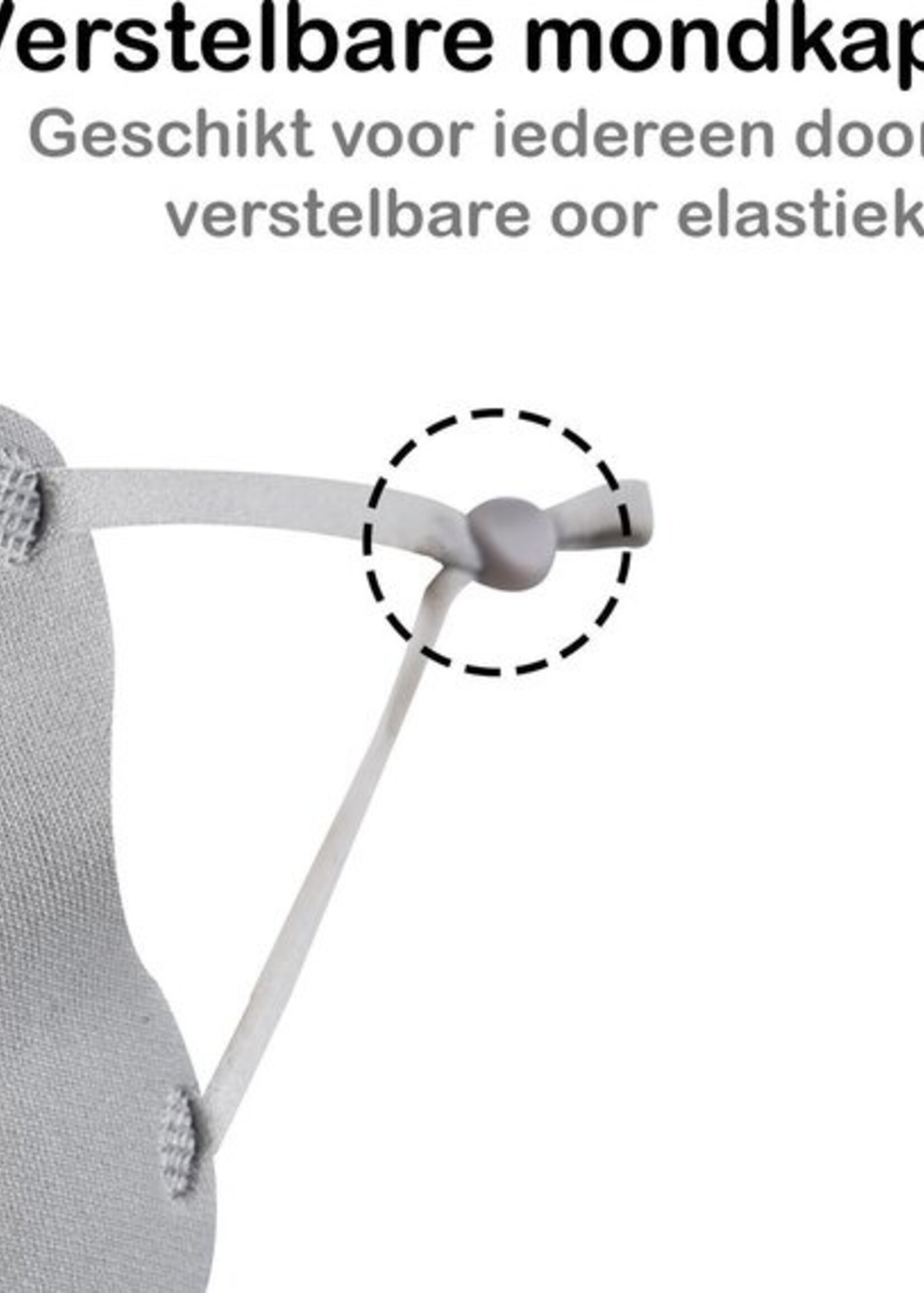 BTH Mondkapje Wasbaar Verstelbaar Grijs Mondmasker Wasbaar Mondkapje Verstelbare Wasbare Mondkapjes Niet Medisch Elastisch Universeel - 5 PACK