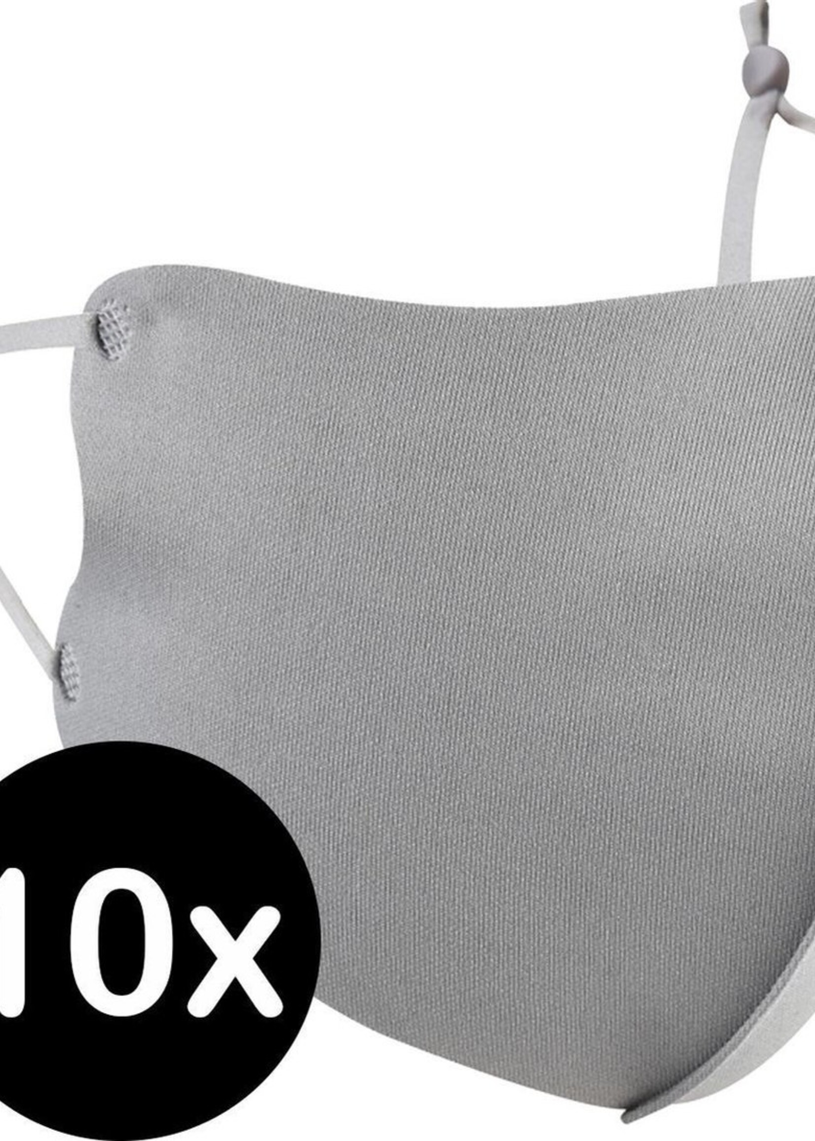 BTH Mondkapje Wasbaar Verstelbaar Grijs Mondmasker Wasbaar Mondkapje Verstelbare Wasbare Mondkapjes Niet Medisch Elastisch Universeel - 10 PACK