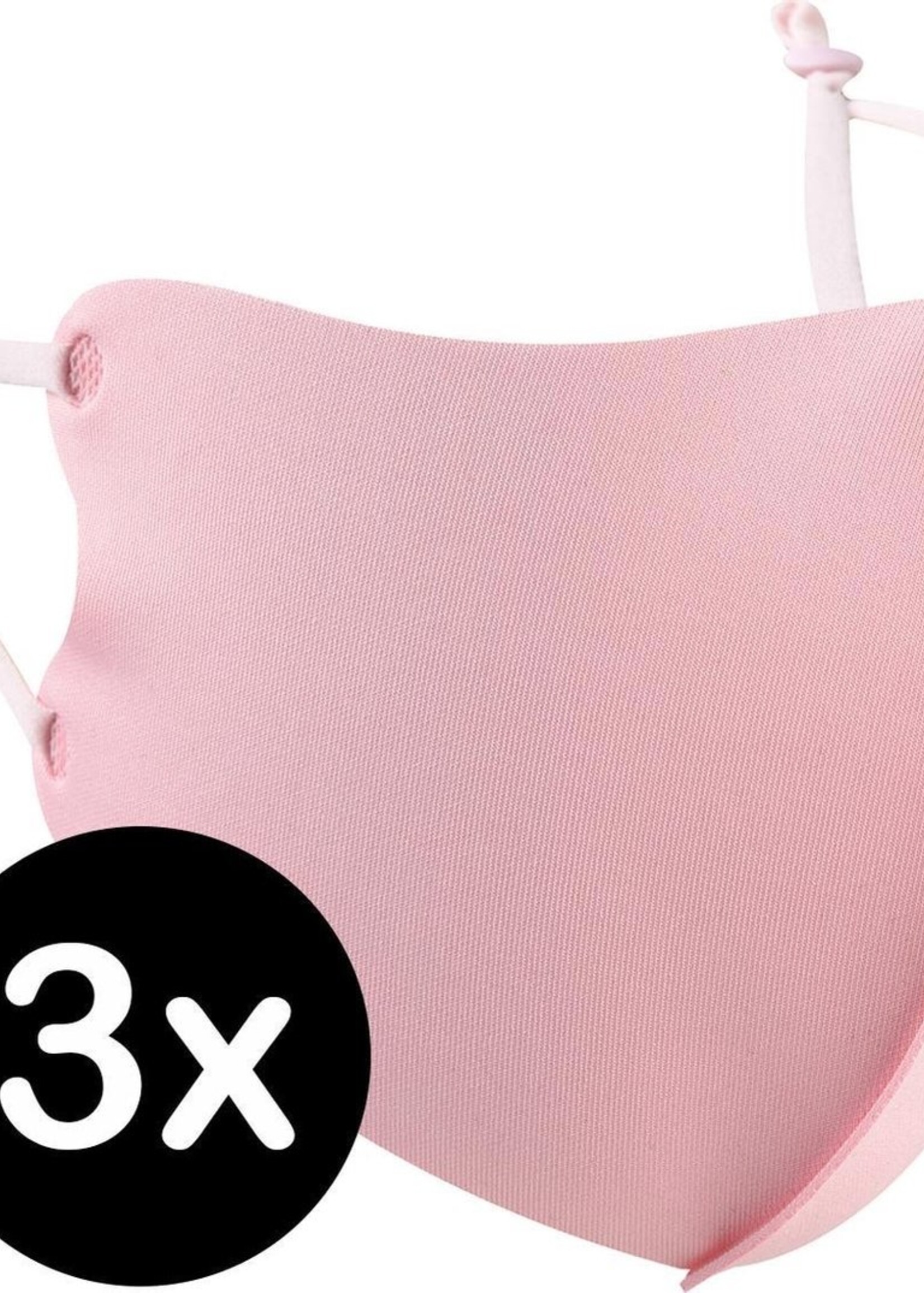 BTH Mondkapje Wasbaar Verstelbaar Roze Mondmasker Wasbaar Mondkapje Verstelbare Wasbare Mondkapjes Niet Medisch Elastisch Universeel - 3 PACK