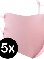 BTH BTH Verstelbaar Wasbaar mondmasker - Lichtroze - 5 PACK