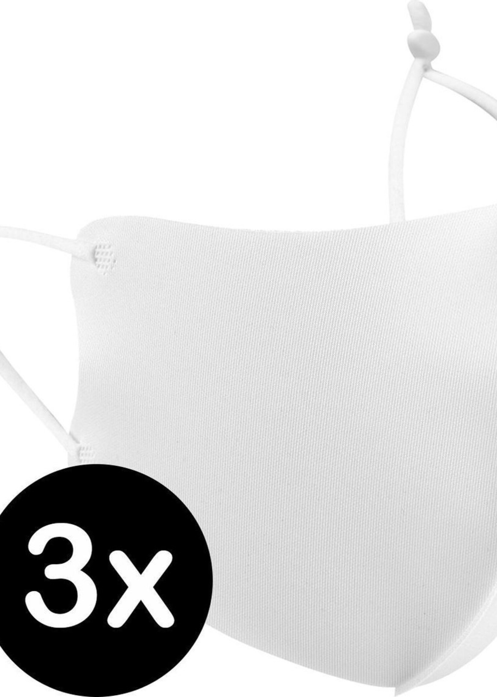 BTH Mondkapje Wasbaar Verstelbaar Wit Mondmasker Wasbaar Mondkapje Verstelbare Wasbare Mondkapjes Niet Medisch Elastisch Universeel - 3 PACK