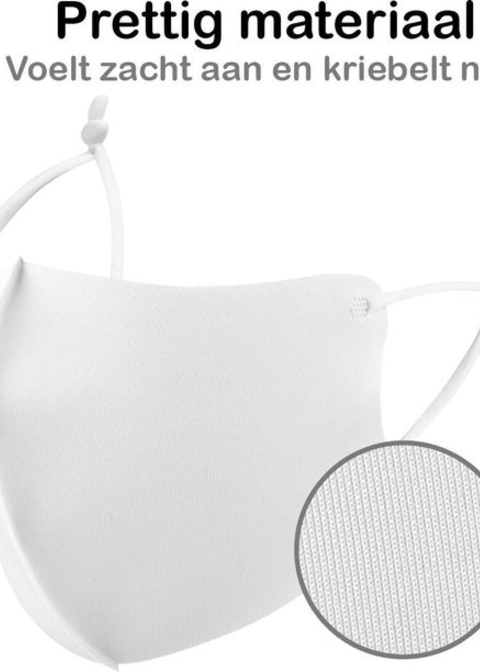 BTH Mondkapje Wasbaar Verstelbaar Wit Mondmasker Wasbaar Mondkapje Verstelbare Wasbare Mondkapjes Niet Medisch Elastisch Universeel - 3 PACK
