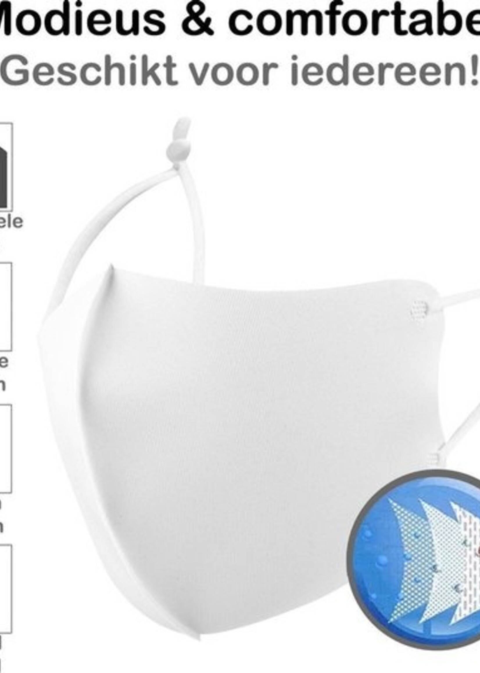 BTH Mondkapje Wasbaar Verstelbaar Wit Mondmasker Wasbaar Mondkapje Verstelbare Wasbare Mondkapjes Niet Medisch Elastisch Universeel - 3 PACK