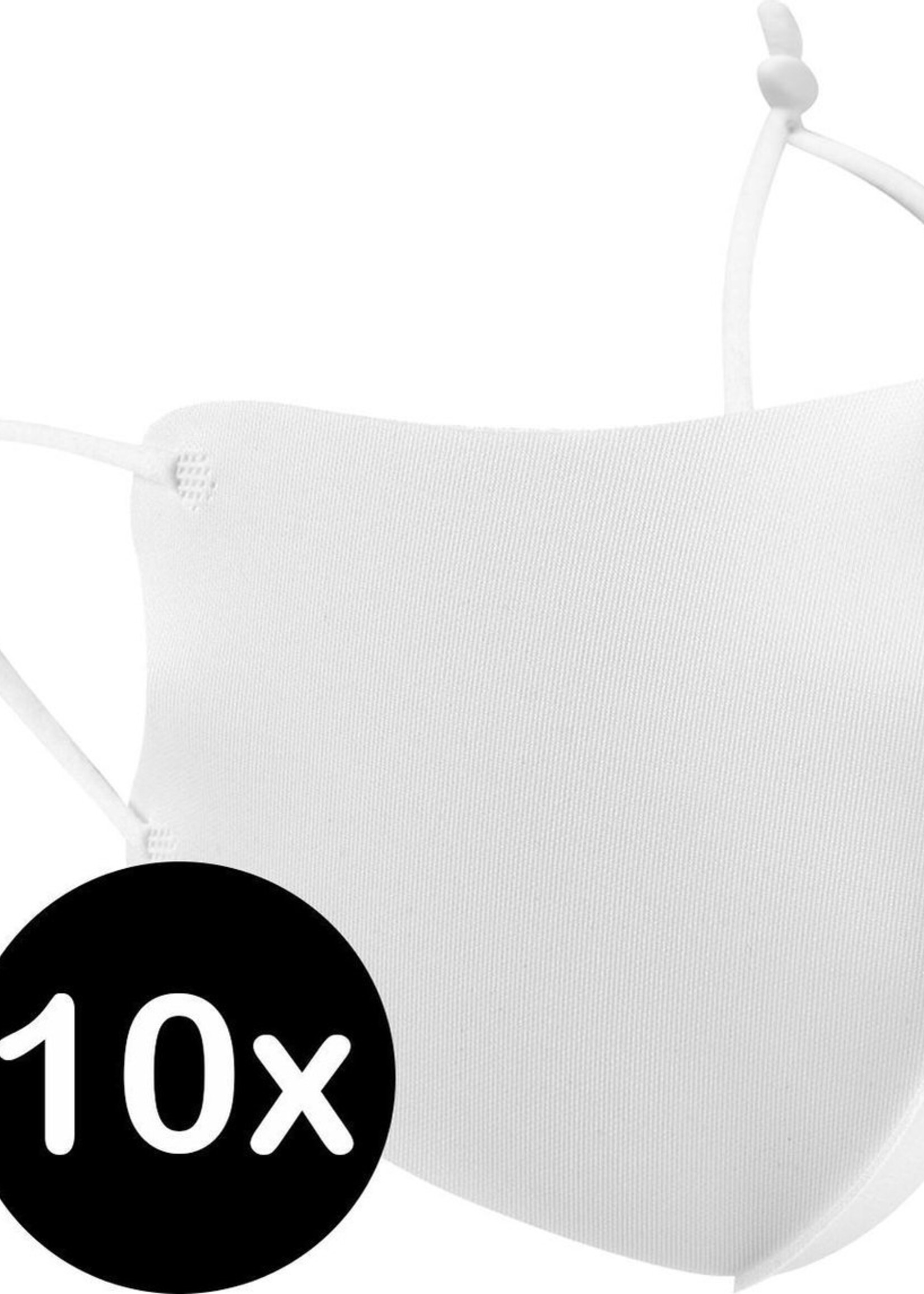 BTH Mondkapje Wasbaar Verstelbaar Wit Mondmasker Wasbaar Mondkapje Verstelbare Wasbare Mondkapjes Niet Medisch Elastisch Universeel - 10 PACK