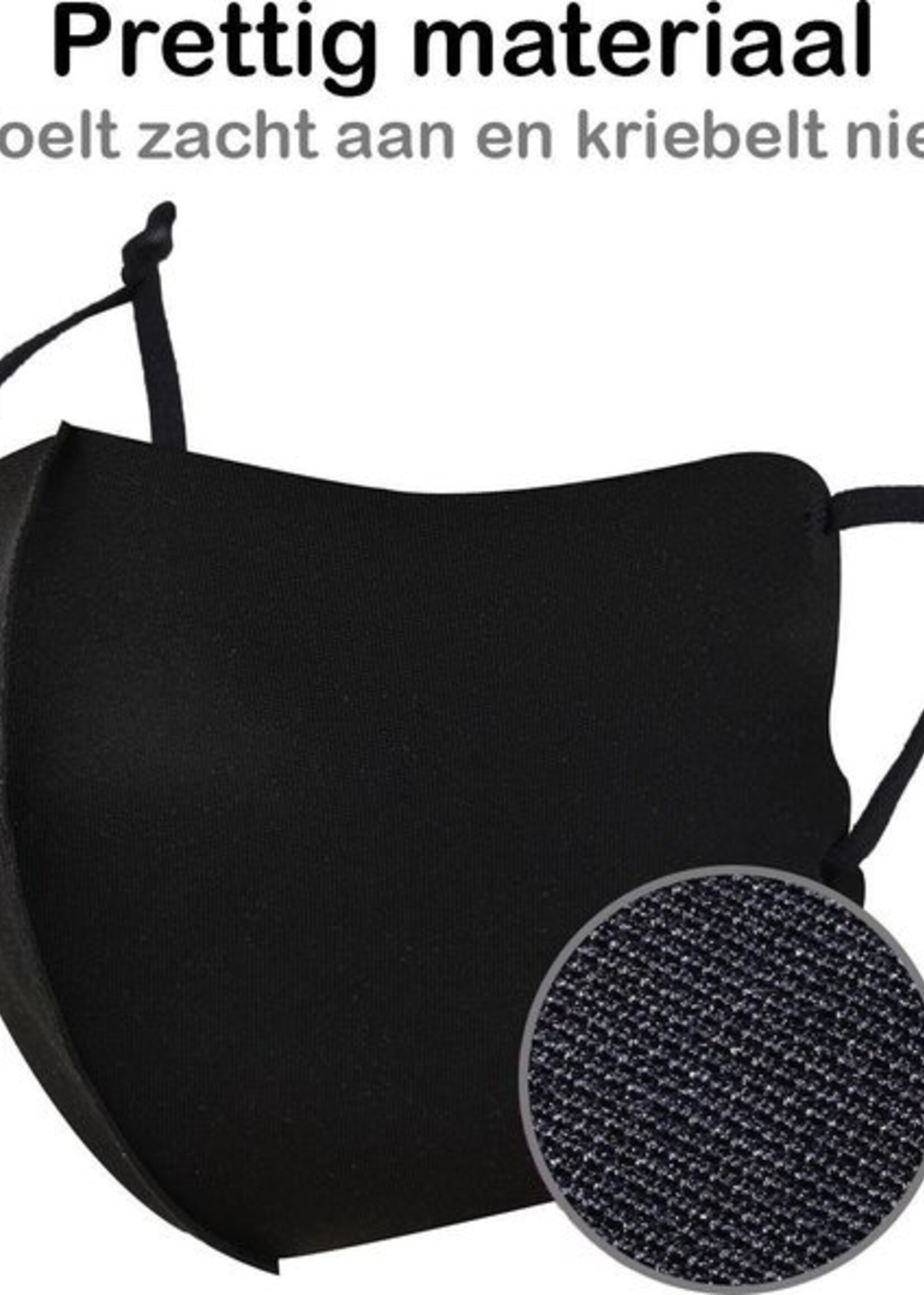 BTH Mondkapje Wasbaar Verstelbaar Zwart Mondmasker Wasbaar Mondkapje Verstelbare Wasbare Mondkapjes Niet Medisch Elastisch Universeel - 3 PACK