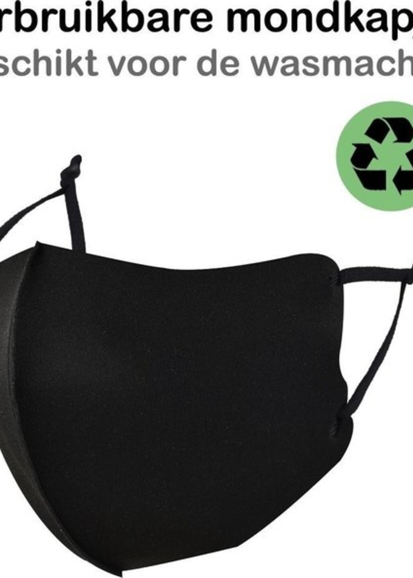 BTH Mondkapje Wasbaar Verstelbaar Zwart Mondmasker Wasbaar Mondkapje Verstelbare Wasbare Mondkapjes Niet Medisch Elastisch Universeel - 3 PACK