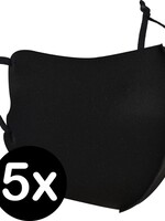 BTH BTH Verstelbaar Wasbaar mondmasker - Zwart - 5 PACK