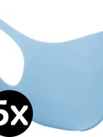 BTH BTH Wasbaar mondmasker - Lichtblauw - 5 PACK