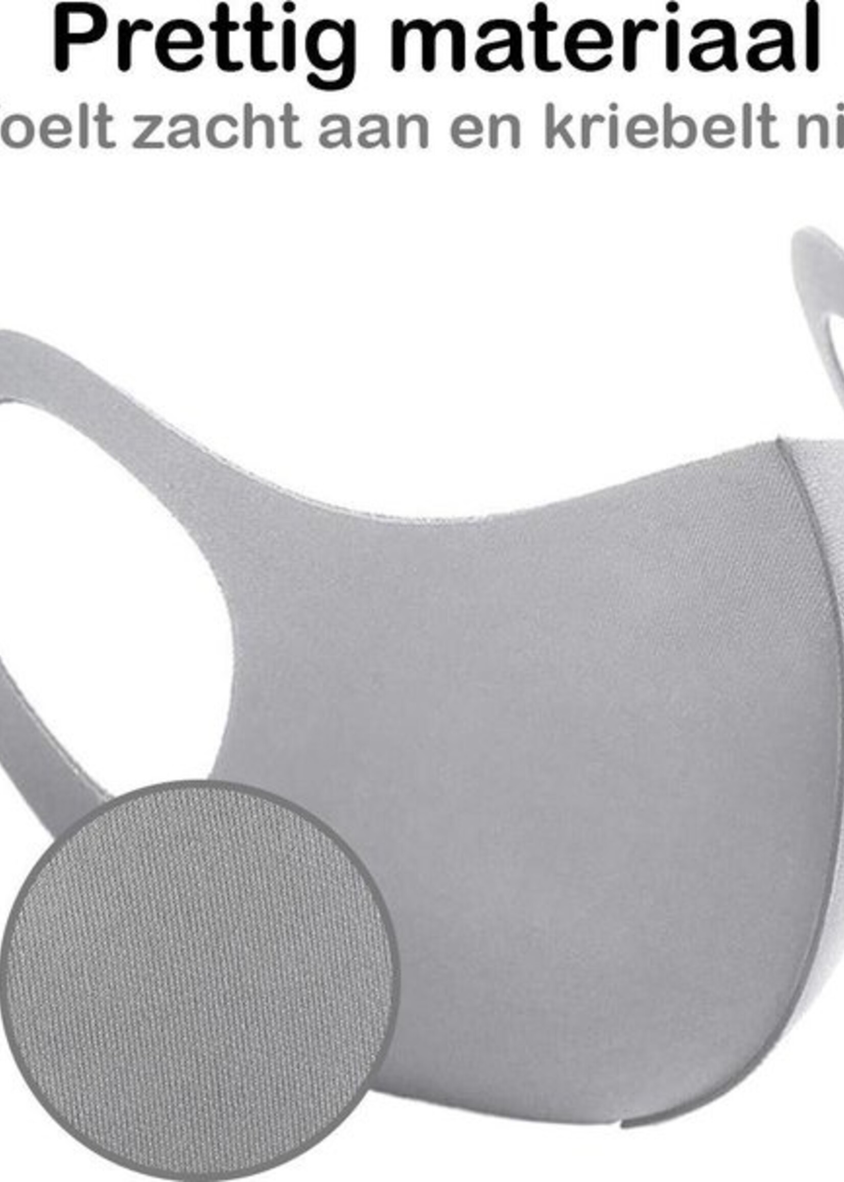 BTH Mondkapje Wasbaar Grijs Mondmasker Wasbaar Mondkapje Wasbare Mondkapjes Niet Medisch Elastisch Universeel - 5 PACK