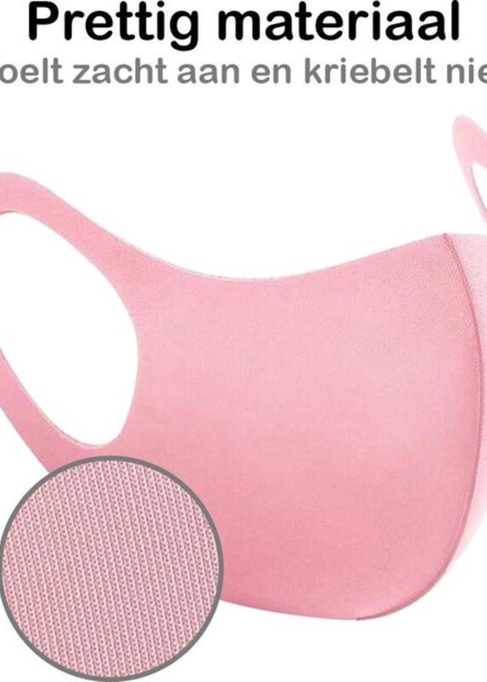 BTH Mondkapje Wasbaar Roze Mondmasker Wasbaar Mondkapje Wasbare Mondkapjes Niet Medisch Elastisch Universeel - 5 PACK
