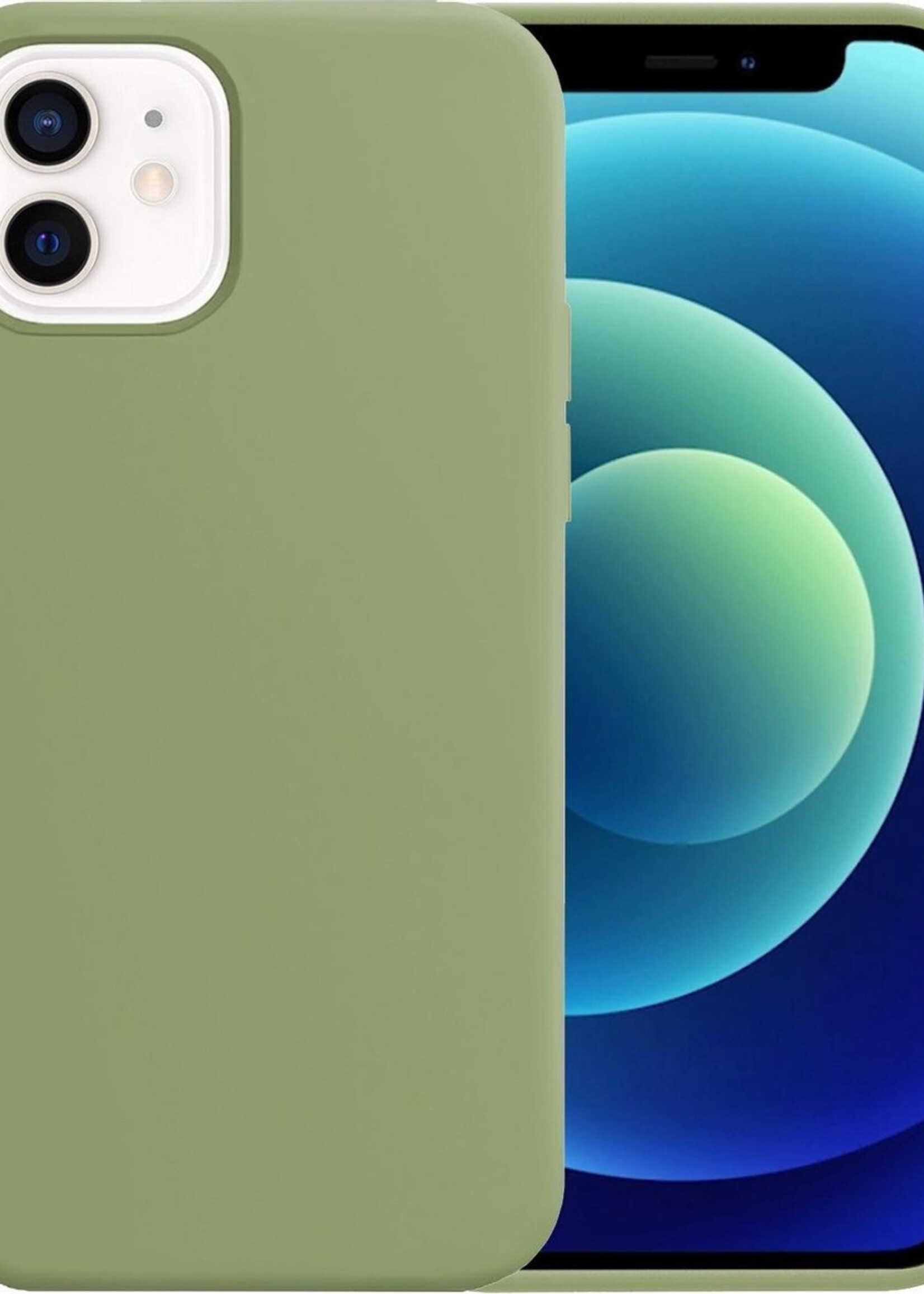 BTH Hoesje Geschikt voor iPhone 12 Hoesje Siliconen Case Hoes - Hoes Geschikt voor iPhone 12 Hoes Cover Case - Groen