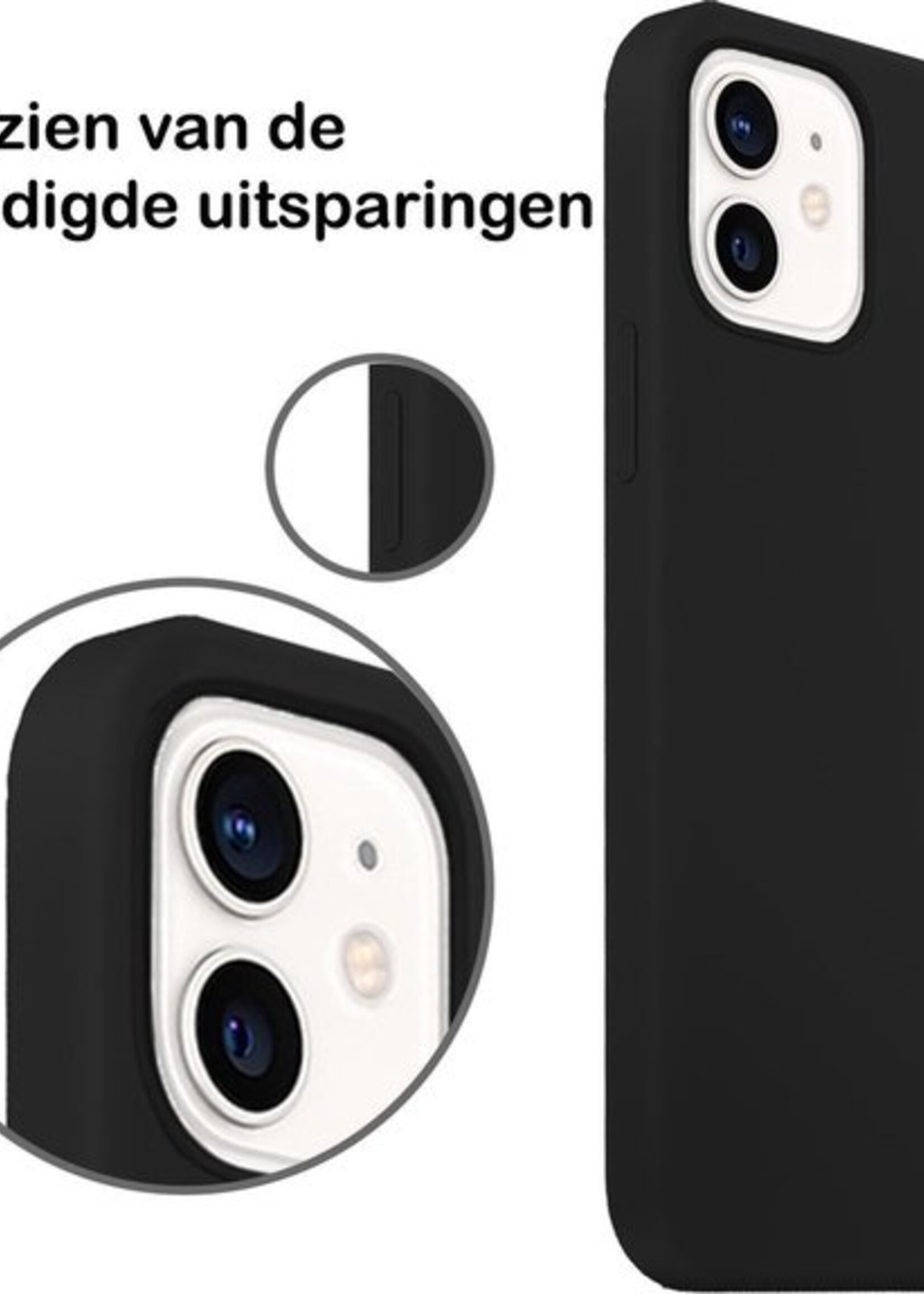 BTH Hoesje Geschikt voor iPhone 12 Hoesje Siliconen Case Hoes - Hoes Geschikt voor iPhone 12 Hoes Cover Case - Zwart