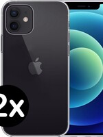 BTH BTH 2 PACK - iPhone 12 Hoesje Siliconen Case - Transparant