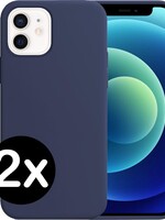 BTH BTH 2 PACK - iPhone 12 Hoesje Siliconen Case - Donkerblauw
