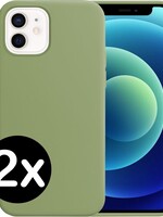 BTH BTH 2 PACK - iPhone 12 Hoesje Siliconen Case - Groen