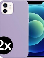 BTH BTH 2 PACK - iPhone 12 Hoesje Siliconen Case - Lila