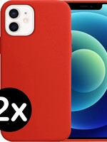 BTH BTH 2 PACK - iPhone 12 Hoesje Siliconen Case - Rood
