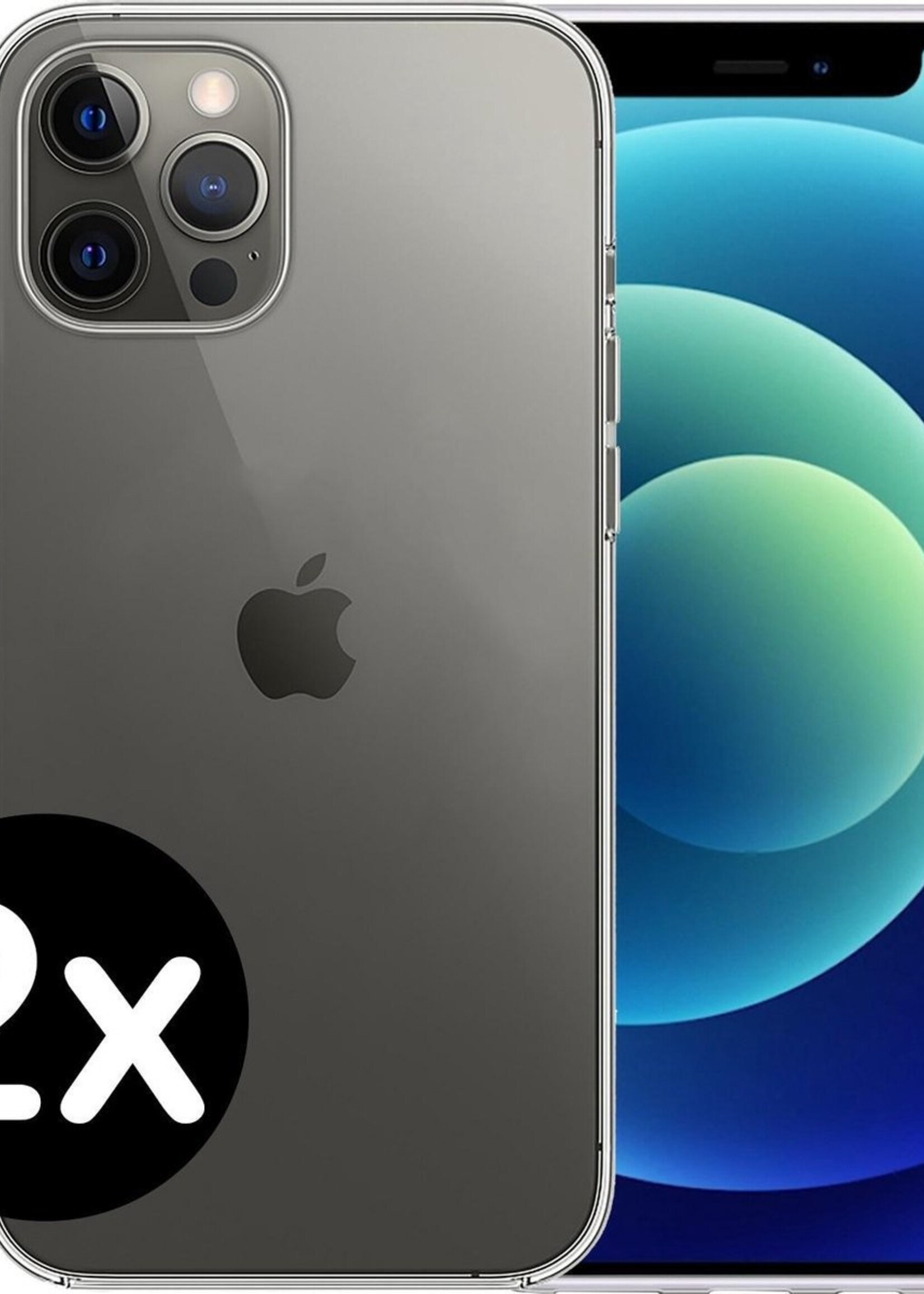 BTH Hoesje Geschikt voor iPhone 12 Pro Hoesje Siliconen Case Hoes - Hoes Geschikt voor iPhone 12 Pro Hoes Cover Case - Transparant - 2 PACK