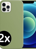 BTH BTH 2 PACK - iPhone 12 Pro Hoesje Siliconen Case - Groen