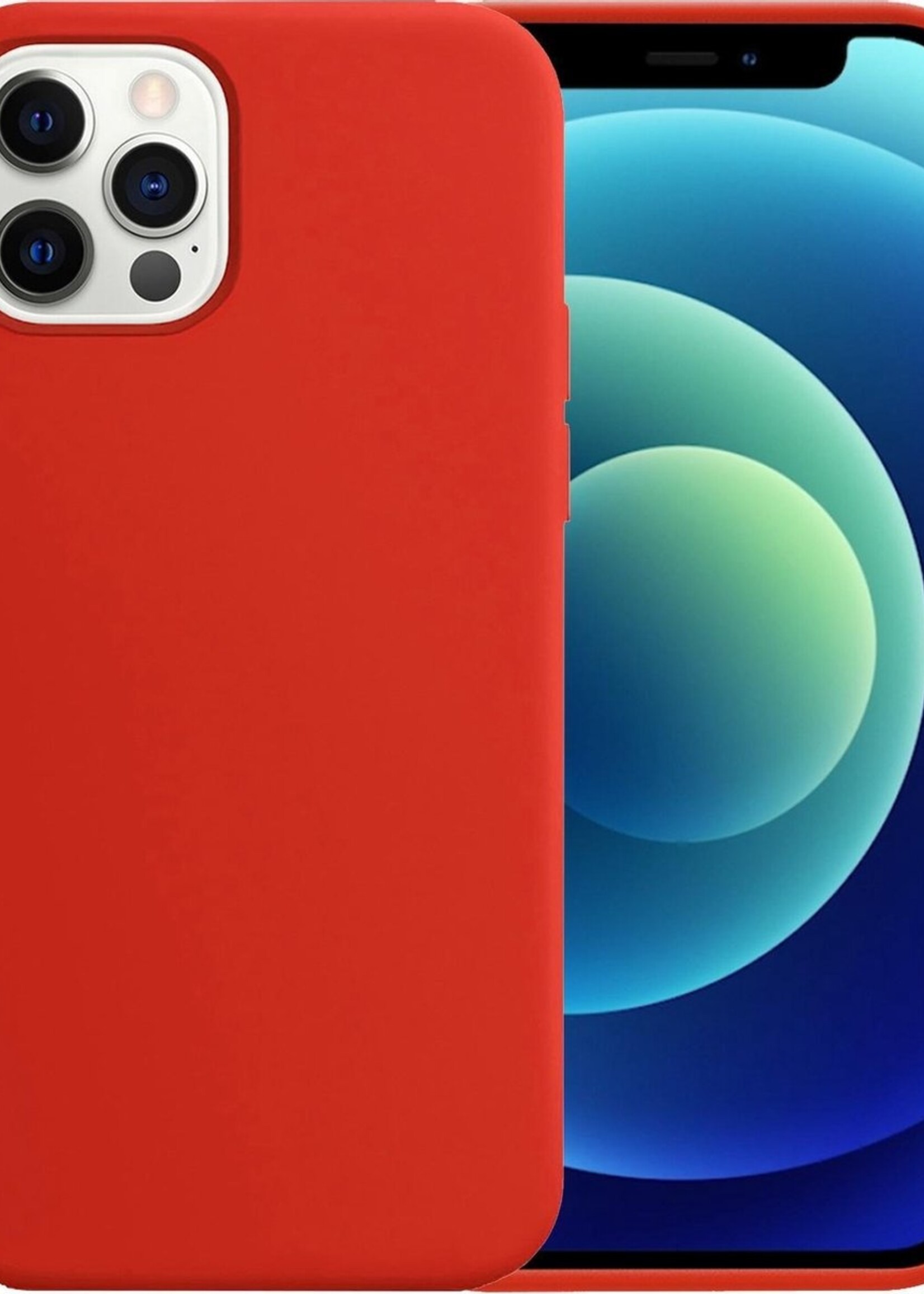 BTH Hoesje Geschikt voor iPhone 12 Pro Hoesje Siliconen Case Hoes - Hoes Geschikt voor iPhone 12 Pro Hoes Cover Case - Rood