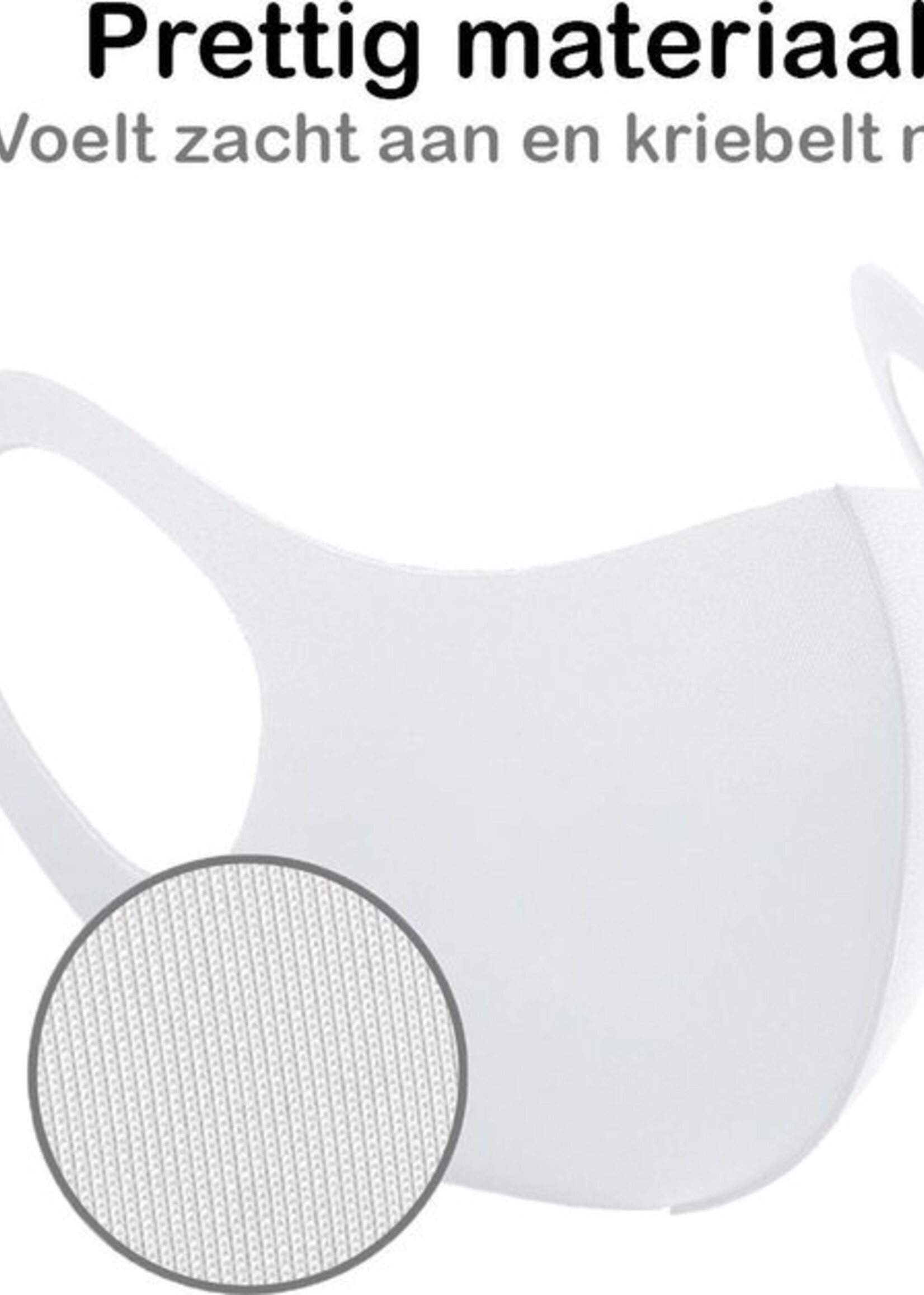 BTH Mondkapje Wasbaar Wit Mondmasker Wasbaar Mondkapje Wasbare Mondkapjes Niet Medisch Elastisch Universeel - 5 PACK