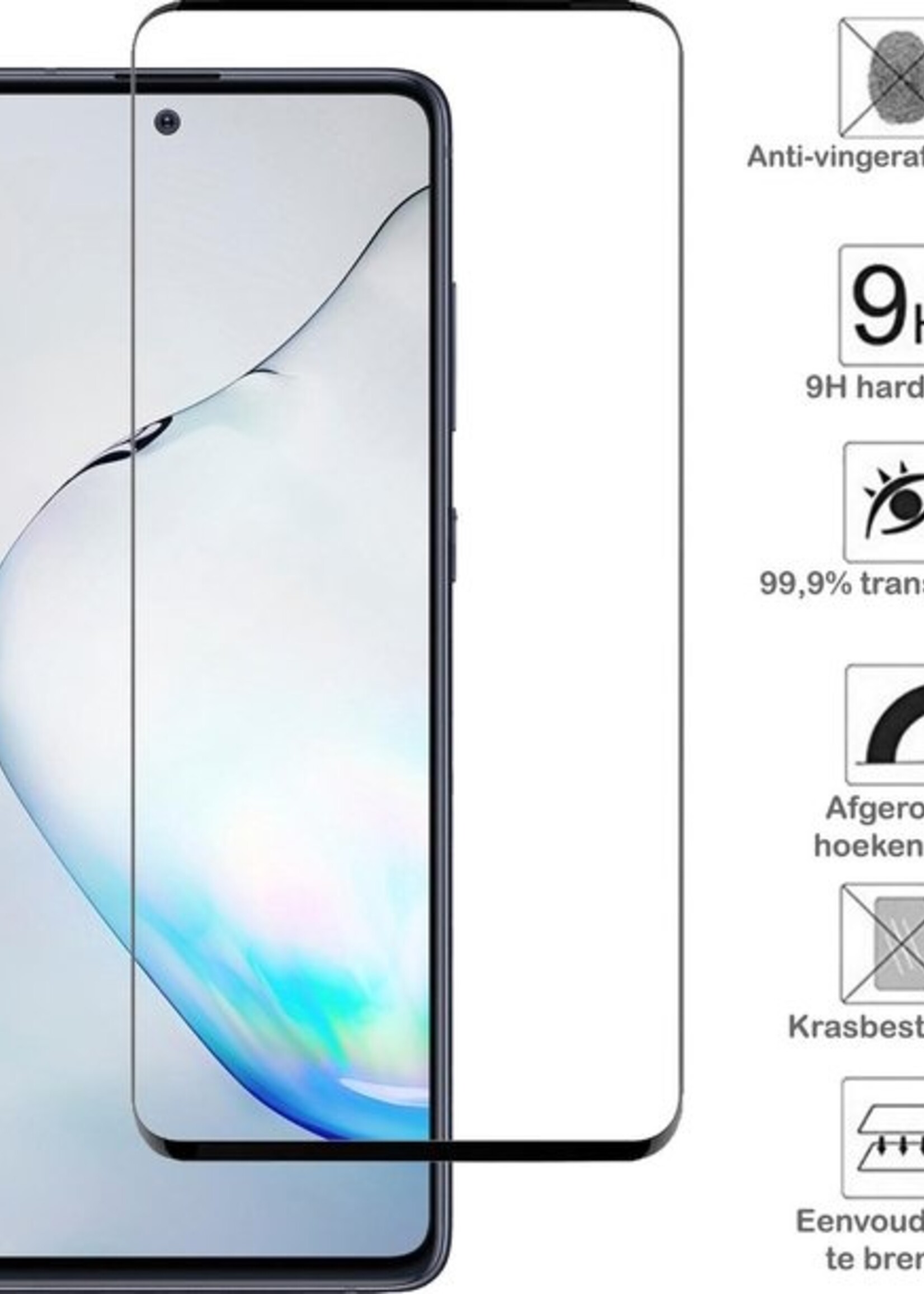 BTH Screenprotector Geschikt voor Samsung Galaxy Note 10 Lite Screenprotector Glas Gehard Tempered Glass Full Cover - Screenprotector Geschikt voor Samsung Note 10 Lite Screen Protector Screen Cover