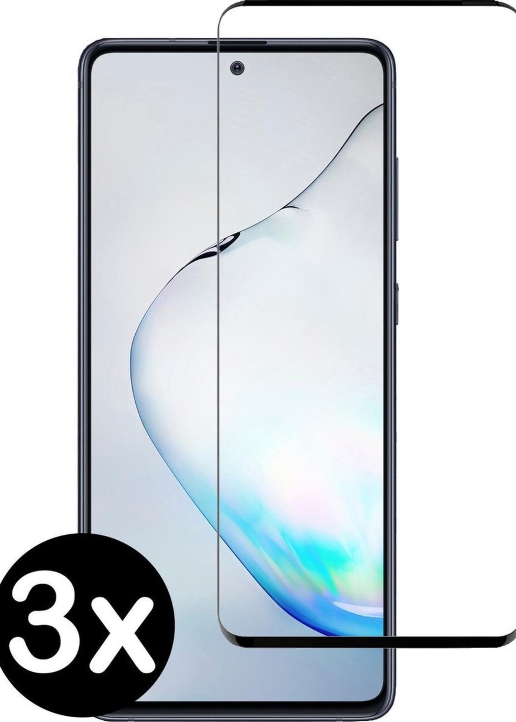 BTH Screenprotector Geschikt voor Samsung Galaxy Note 10 Lite Screenprotector Glas Gehard Tempered Glass Full Cover - Screenprotector Geschikt voor Samsung Note 10 Lite Screen Protector Screen Cover - 3 PACK