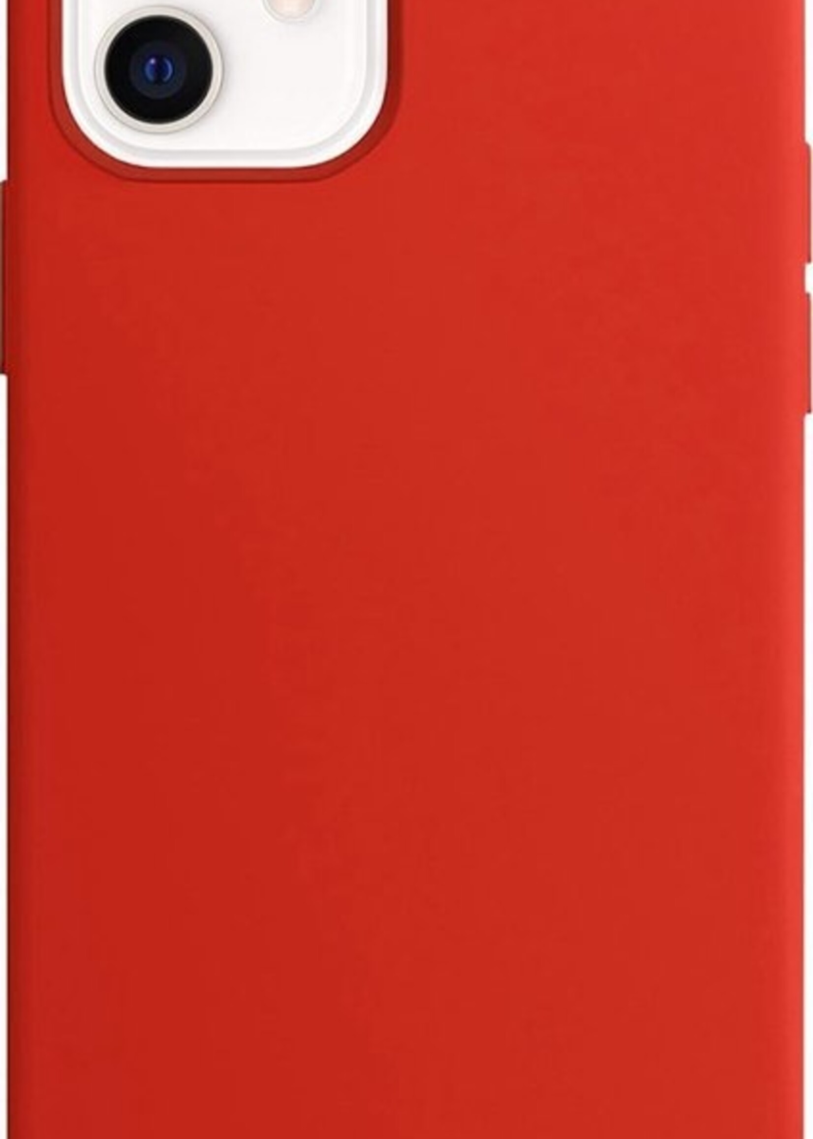 BTH Hoesje Geschikt voor iPhone 12 Hoesje Siliconen Case Hoes Met Screenprotector - Hoes Geschikt voor iPhone 12 Hoes Cover Case - Rood