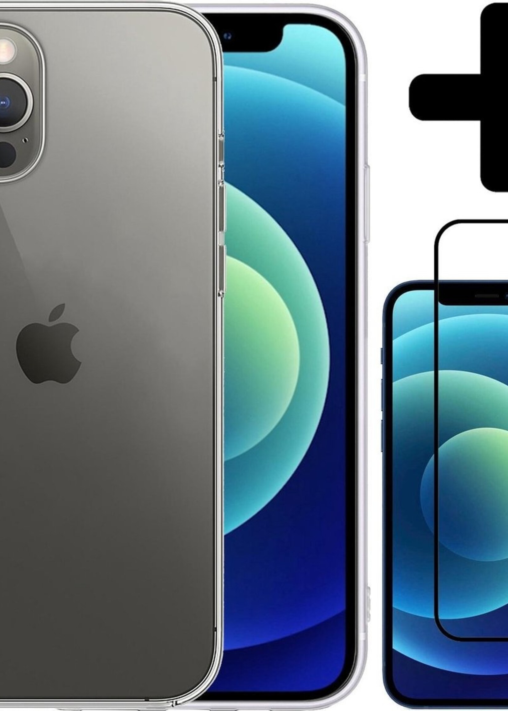 BTH Hoesje Geschikt voor iPhone 12 Pro Hoesje Siliconen Case Hoes Met Screenprotector - Hoes Geschikt voor iPhone 12 Pro Hoes Cover Case - Transparant