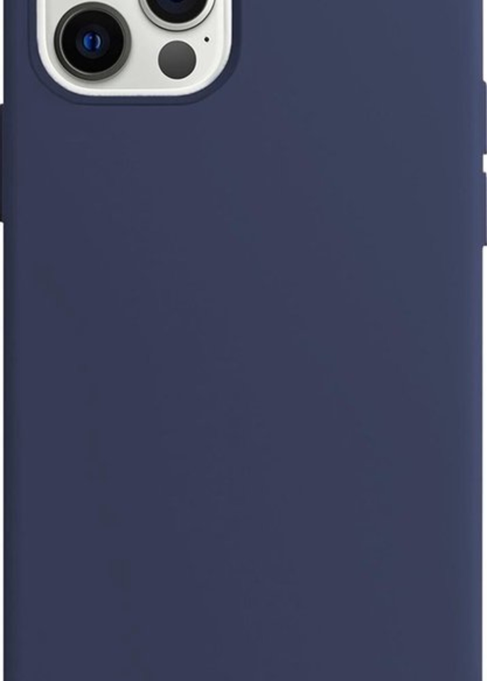 BTH Hoesje Geschikt voor iPhone 12 Pro Hoesje Siliconen Case Hoes Met Screenprotector - Hoes Geschikt voor iPhone 12 Pro Hoes Cover Case - Donkerblauw
