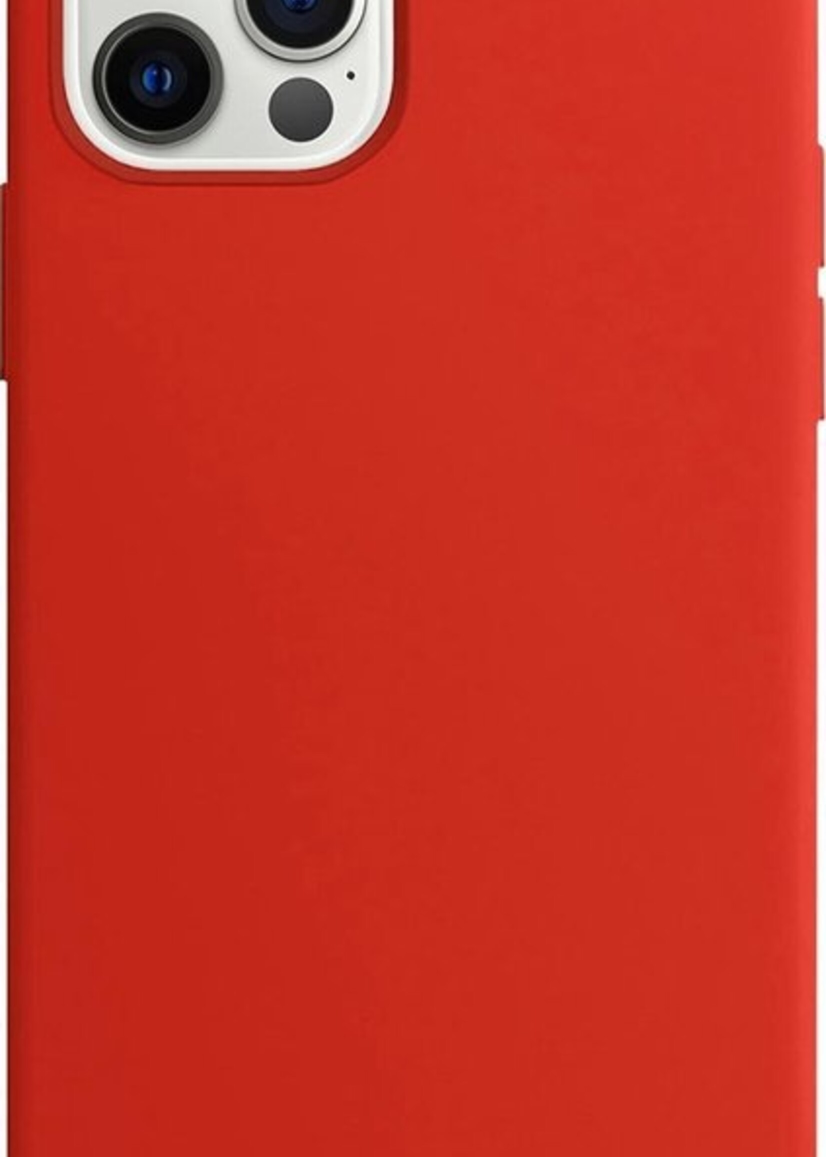 BTH Hoesje Geschikt voor iPhone 12 Pro Hoesje Siliconen Case Hoes Met Screenprotector - Hoes Geschikt voor iPhone 12 Pro Hoes Cover Case - Rood
